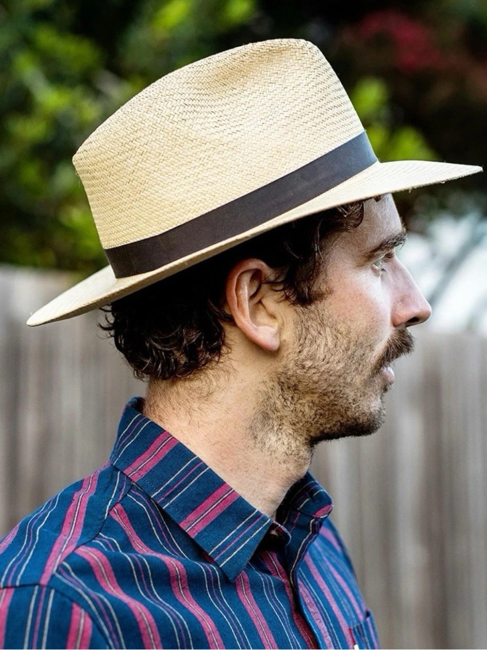 Pantropic Genuine Panama Hat Natural Straw Fedora Wide Brim Black Band Unisex